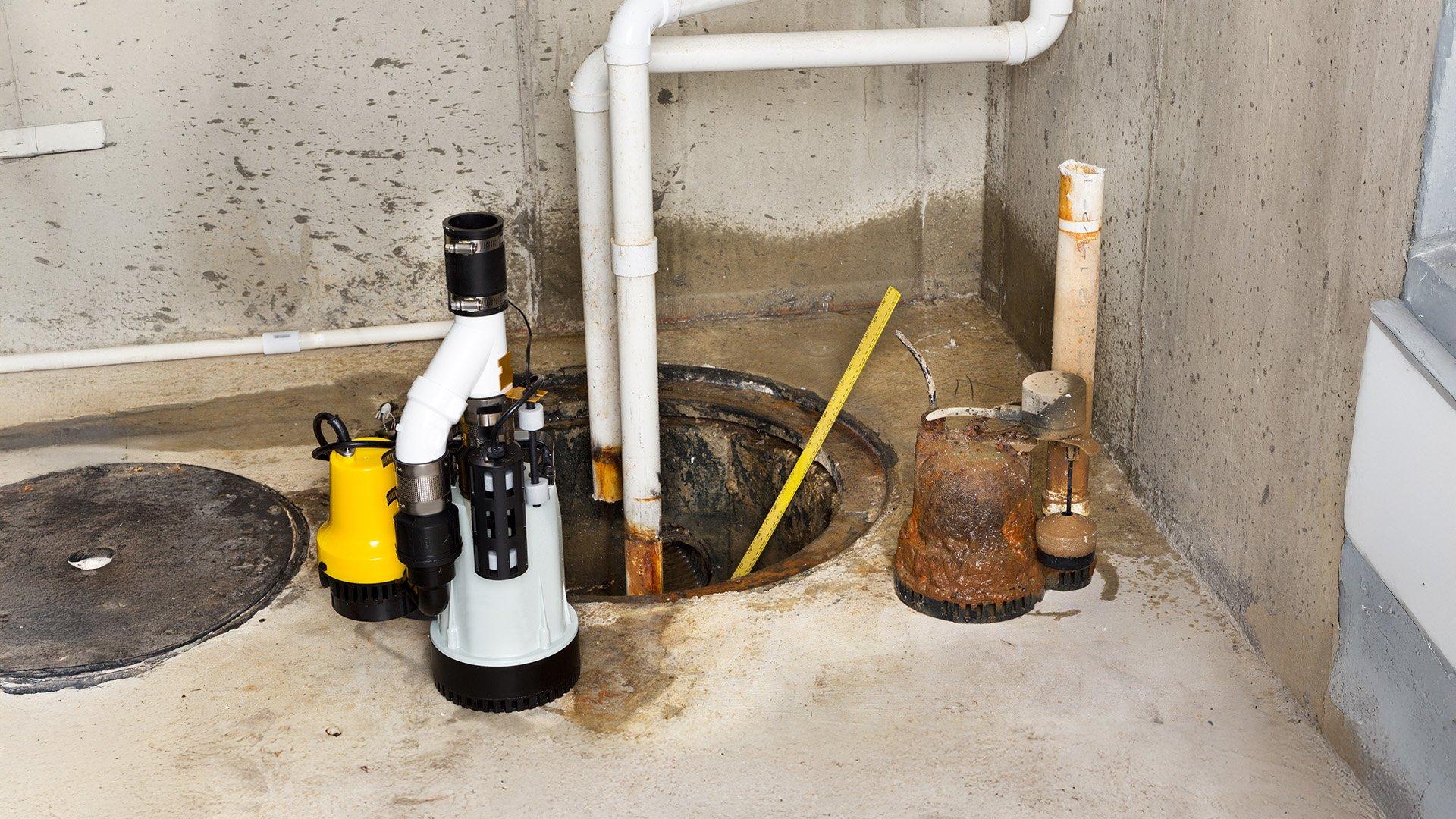 Image of old Sump Pump being replaced with a new unit